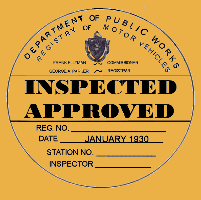 1930 Massachusetts INSPECTION sticker